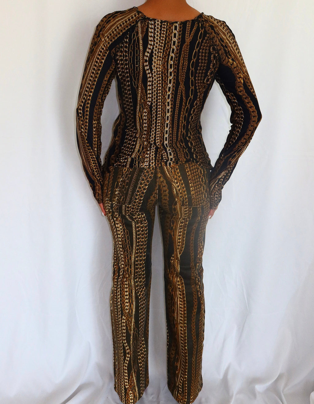 FW2003 ARCHIVE ROBERTO CAVALLI Black Chain Print Matching Set