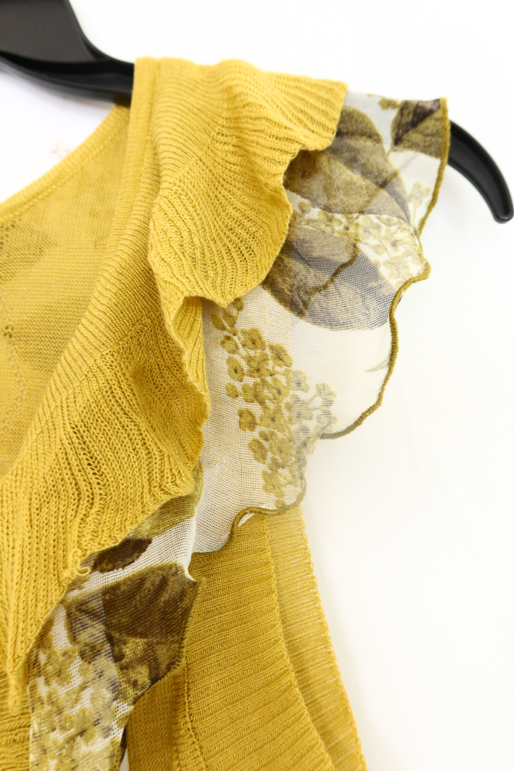 JUST CAVALLI Leaf Print Knit Ruffle Blouse & Jeans Matching Set
