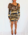 FW2005 Archive ROBERTO CAVALLI Ribbed Real Fur Trim Dress