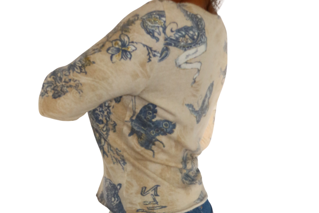 SS 2003 ROBERTO CAVALLI Tattoo Cashmere Sweater