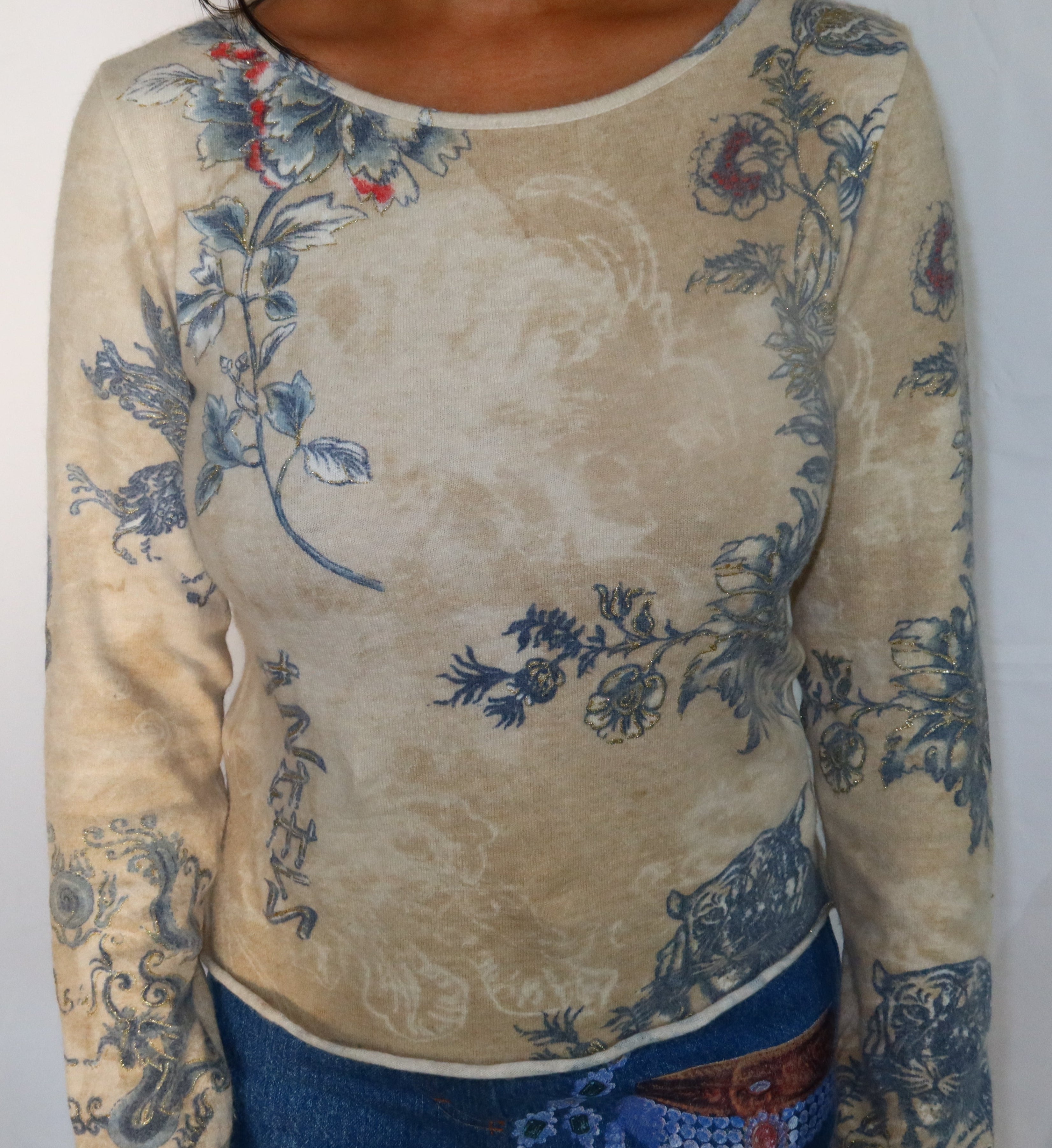 SS 2003 ROBERTO CAVALLI Tattoo Cashmere Sweater