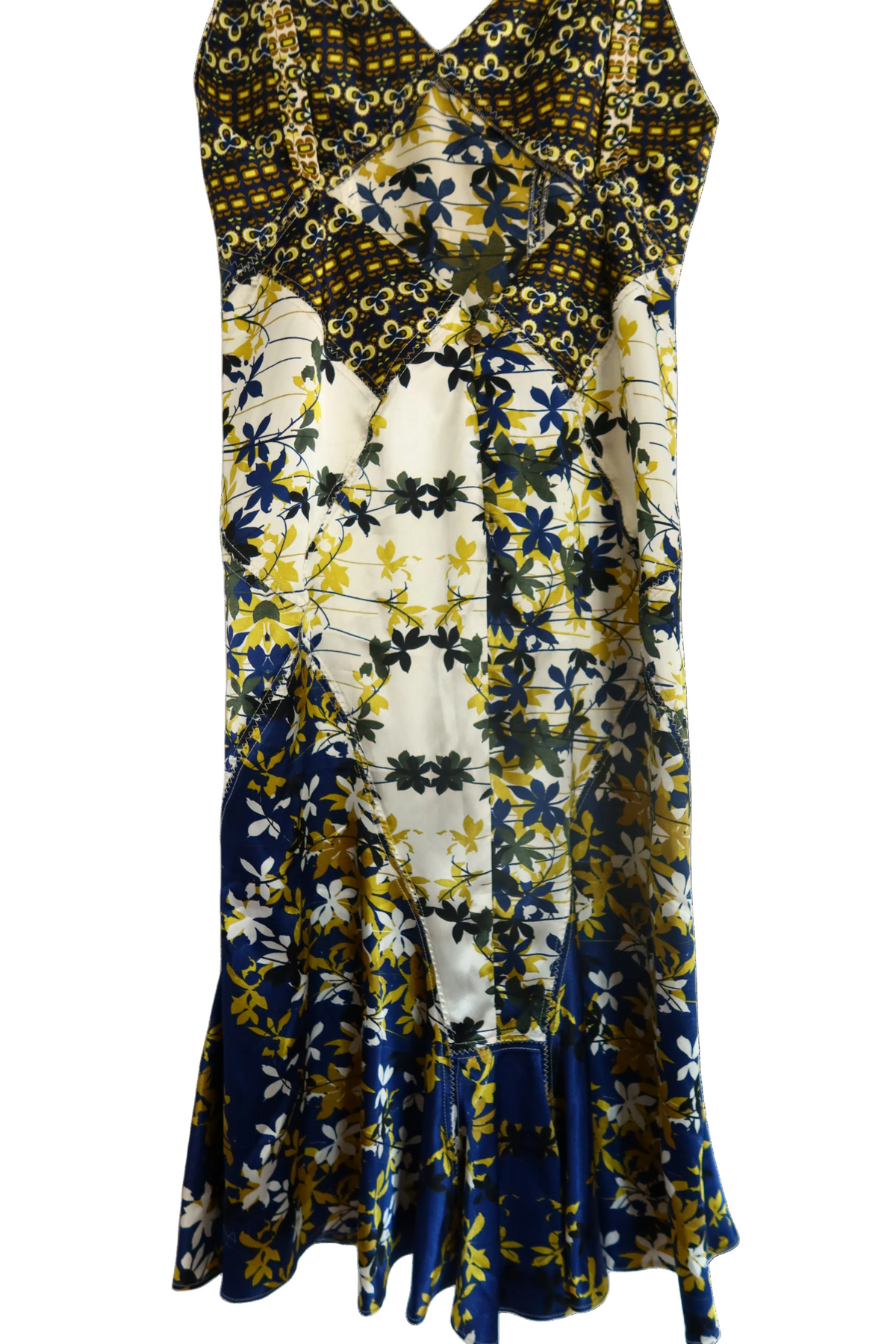 JUST CAVALLI Backless Floral Silk Midi Mermaid Hem Dress