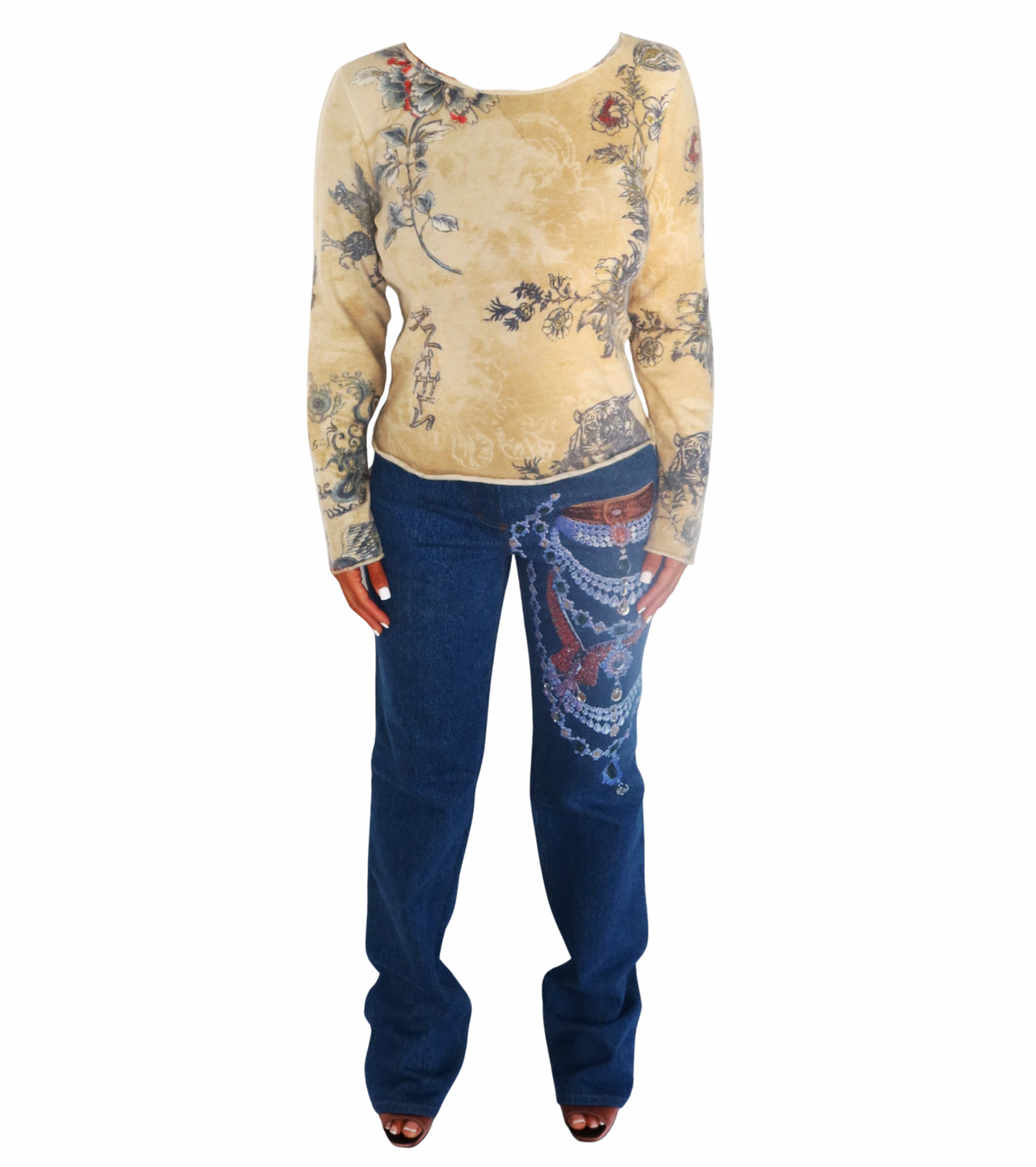 SS 2003 ROBERTO CAVALLI Tattoo Cashmere Sweater