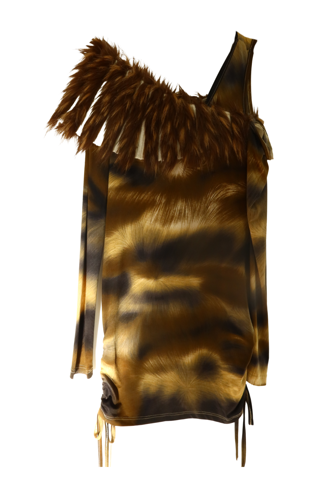 FW2005 Archive ROBERTO CAVALLI Ribbed Real Fur Trim Dress