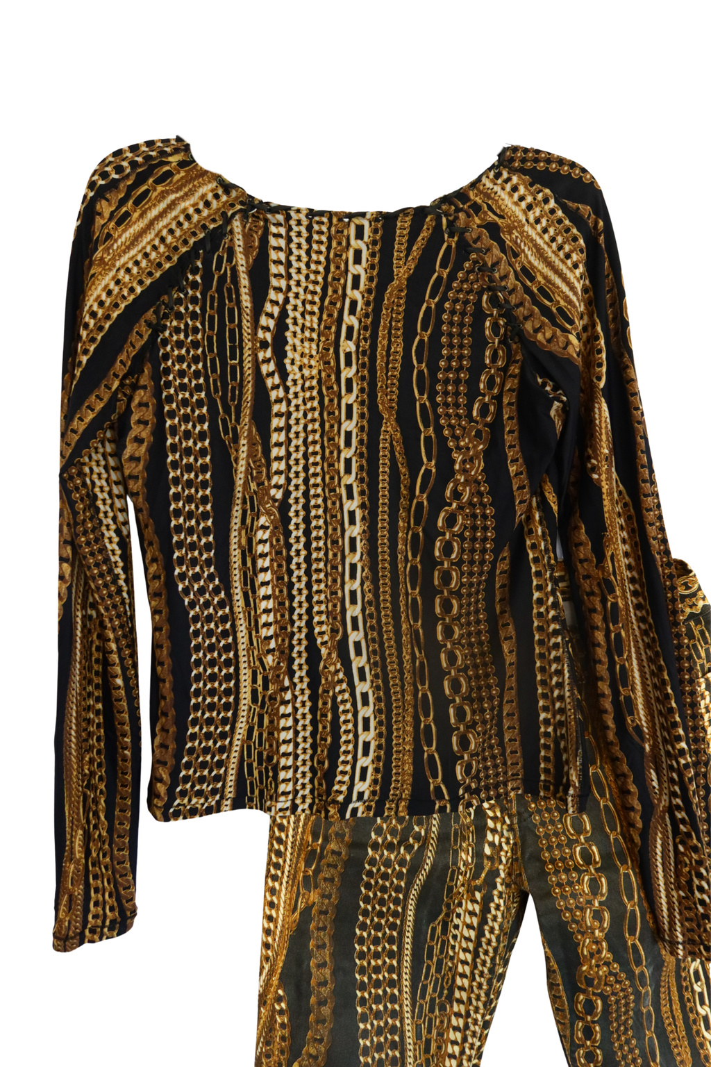 FW2003 ARCHIVE ROBERTO CAVALLI Black Chain Print Matching Set